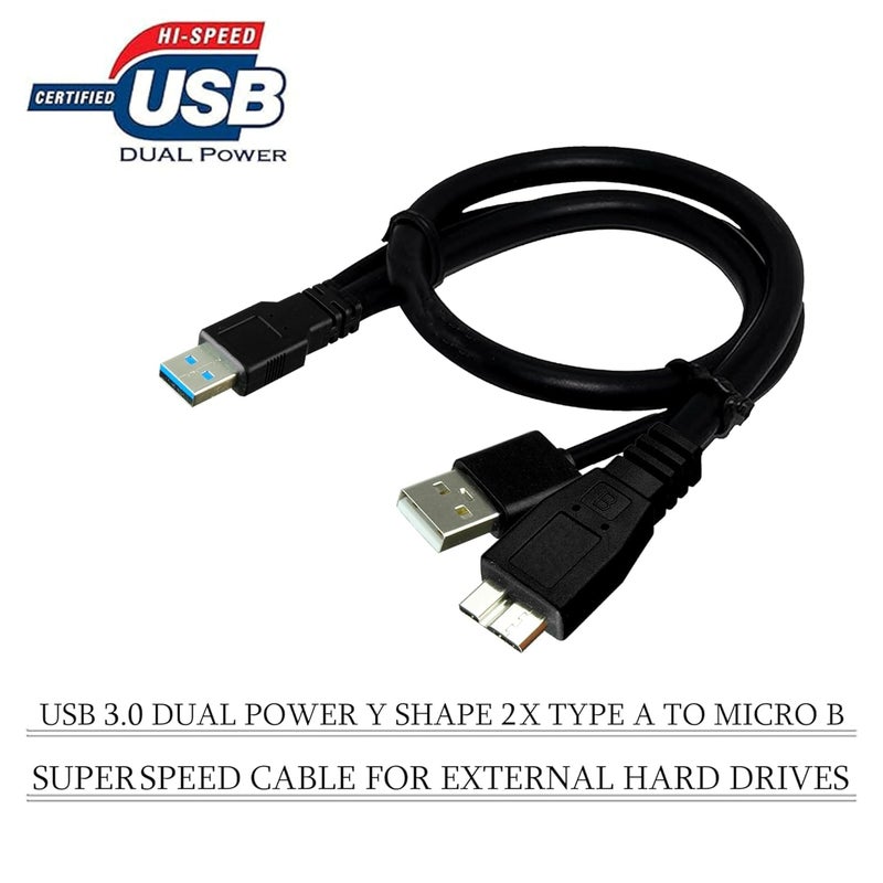 SaiTech IT 1 feet USB 3.0 Dual Power Y Shape Type A to Micro B high Speed Upto 5 Gbps Data Transfer Cable for External Hard Drives(35cm - 1Feet - 0.35M) - Image 5